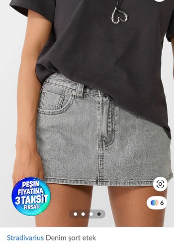 Stradivarius Gri Denim Mini Etek