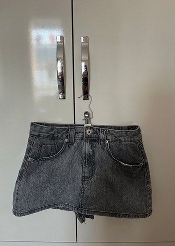 34 Beden Stradivarius Gri Denim Mini Etek