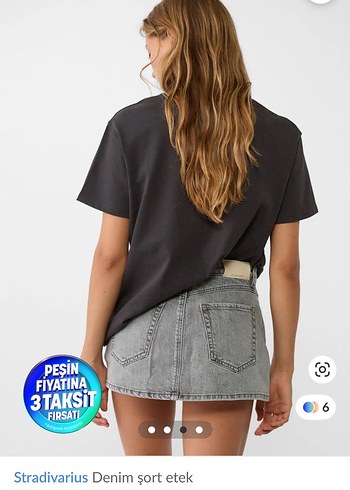 Stradivarius Stradivarius Gri Denim Mini Etek