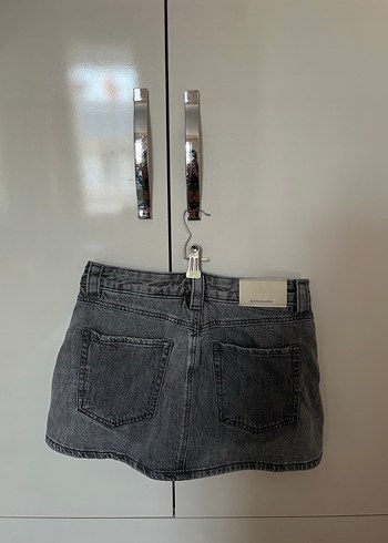 34 Beden gri Renk Stradivarius Gri Denim Mini Etek