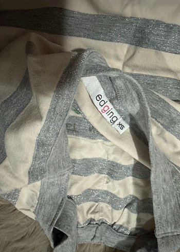 Straplez Gri Çizgili Pudra Renkli Bluz #Y2K - Görsel 4