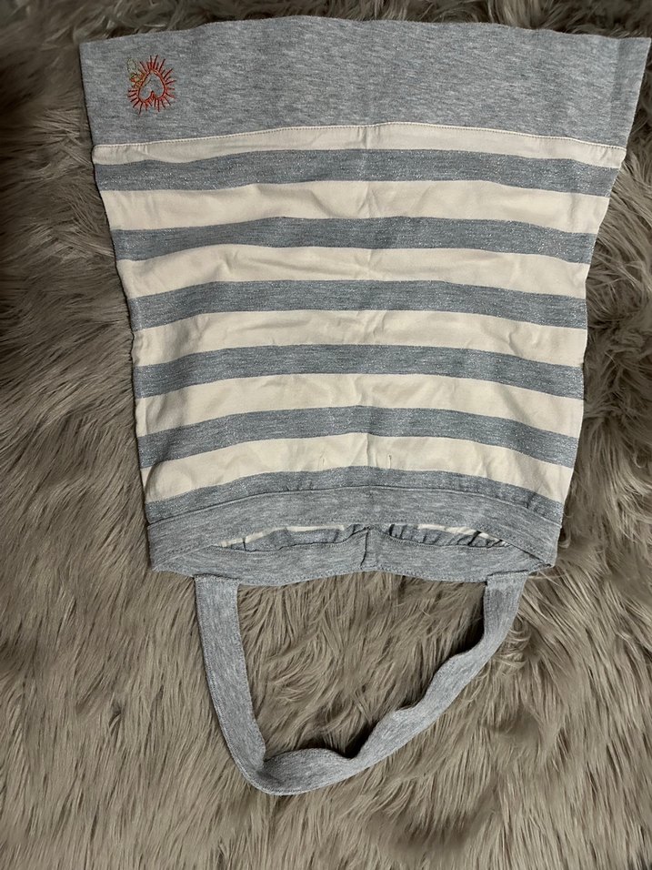 Straplez Gri Çizgili Pudra Renkli Bluz #Y2K - Görsel 3