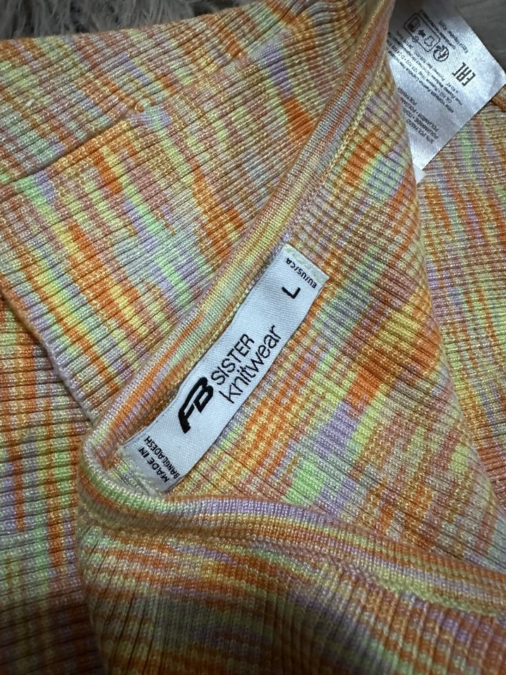 FB Renkli Örgü Halter Yaka Crop Body - Görsel 5