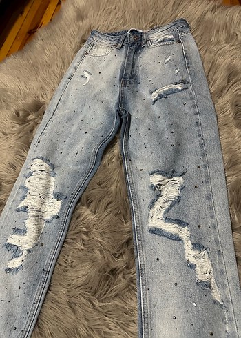 Robin Taşlı Yırtık Detaylı Mavi Gri Jean - Görsel 2