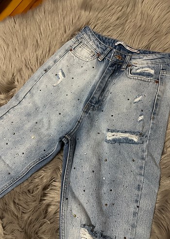 Robin Taşlı Yırtık Detaylı Mavi Gri Jean - Görsel 4