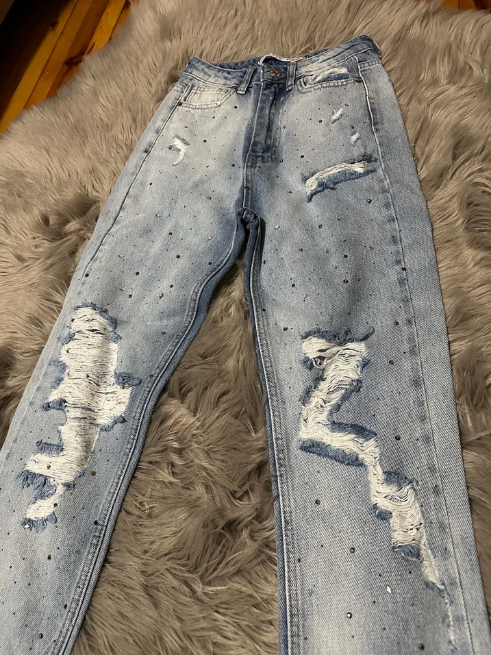 Robin Taşlı Yırtık Detaylı Mavi Gri Jean - Görsel 2