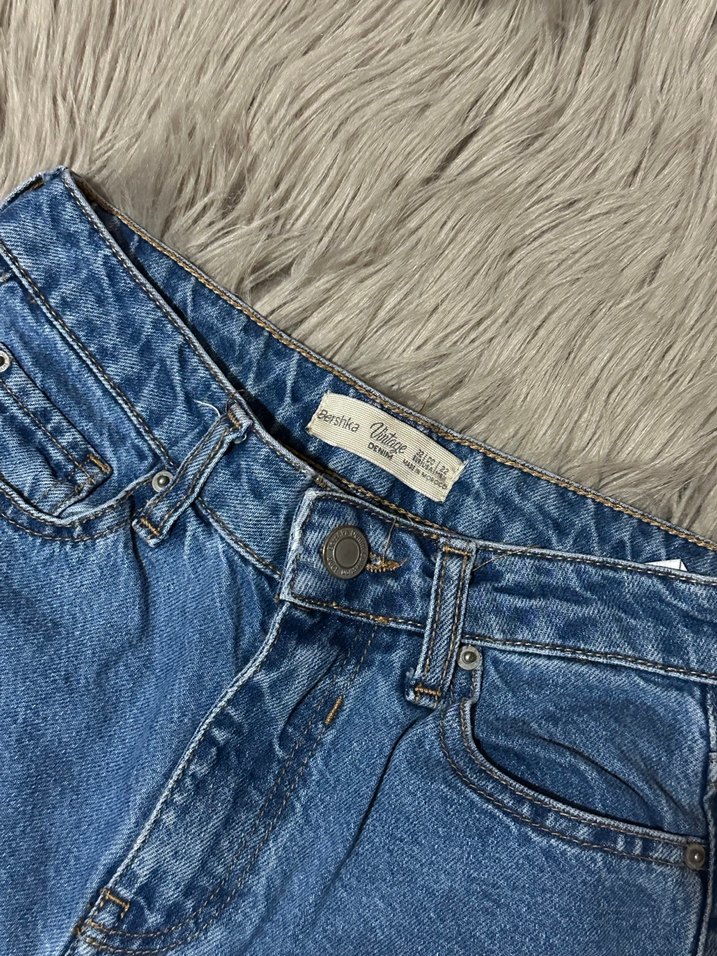 Bershka Mavi Mom Vintage Jean - Görsel 5