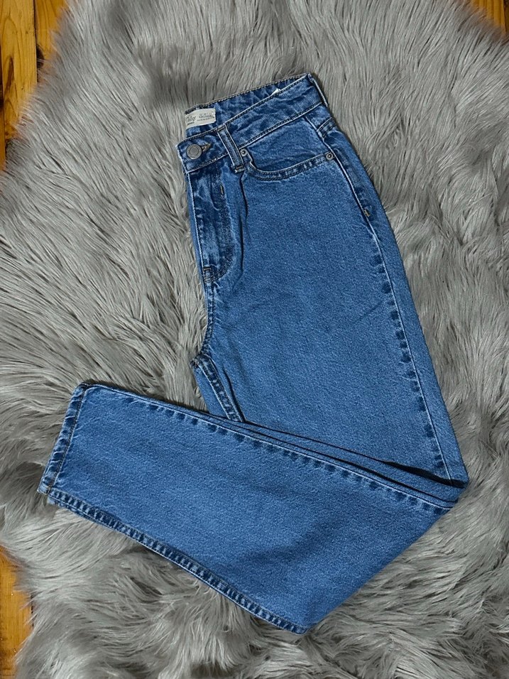 Bershka Mavi Mom Vintage Jean - Görsel 4