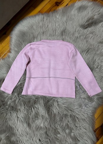 Kız Çocuk Pembe Nakışlı Kemerli Triko Kazak - Görsel 5