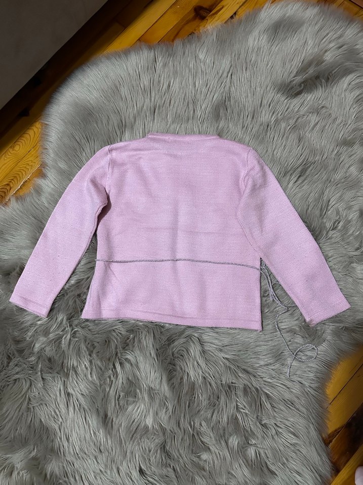 Kız Çocuk Pembe Nakışlı Kemerli Triko Kazak - Görsel 5