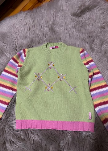 Renkli Nakışlı Kız Çocuk Kazak - Görsel 3