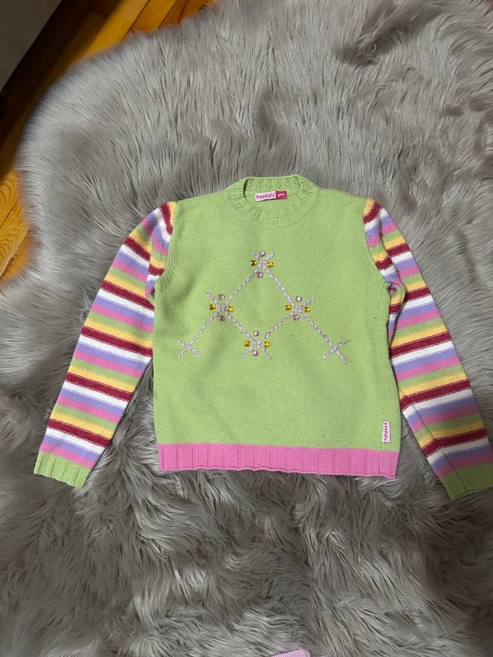 Renkli Nakışlı Kız Çocuk Kazak - Görsel 2