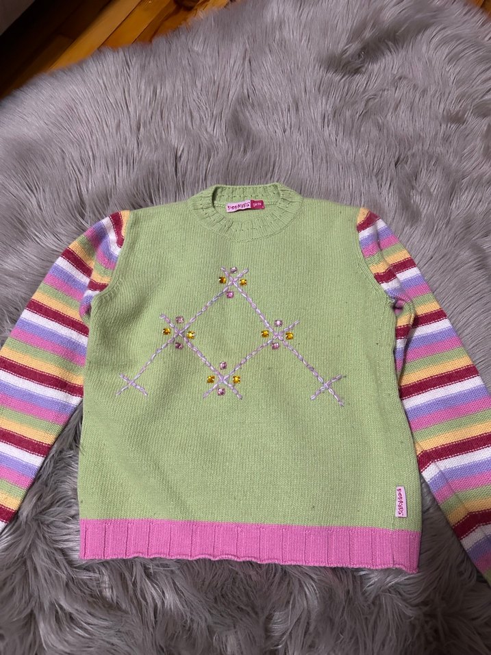 Renkli Nakışlı Kız Çocuk Kazak - Görsel 3