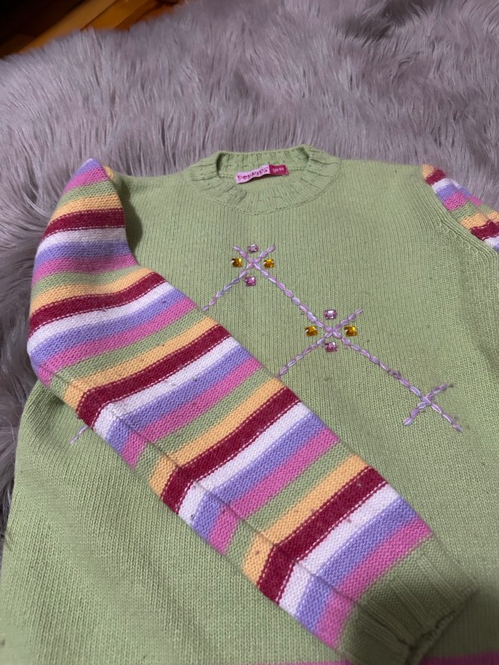 Renkli Nakışlı Kız Çocuk Kazak - Görsel 4