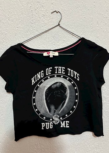 Siyah Kısa Kollu Grunge Crop Top - Görsel 2