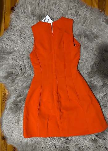 Zara Parlak Turuncu Yüksek Yakalı Mini Elbise - Görsel 7