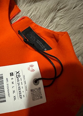 Zara Parlak Turuncu Yüksek Yakalı Mini Elbise - Görsel 8