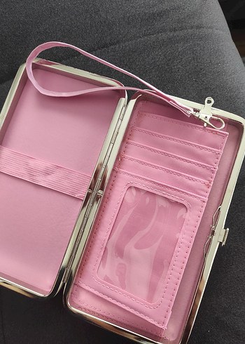 Pembe Deri Fermuarlı Kadın Portföy Cüzdan