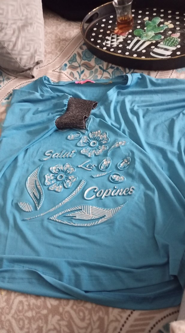 Mavi Baskılı Kısa Kollu Hamile Tişörtü - Görsel 2