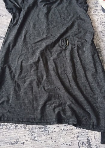 Gri Kemerli Hamile Tunik, Midi Boy, Kısa Kollu - Görsel 2