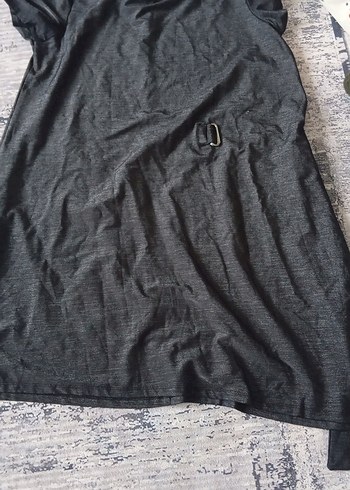 Gri Kemerli Hamile Tunik, Midi Boy, Kısa Kollu - Görsel 3