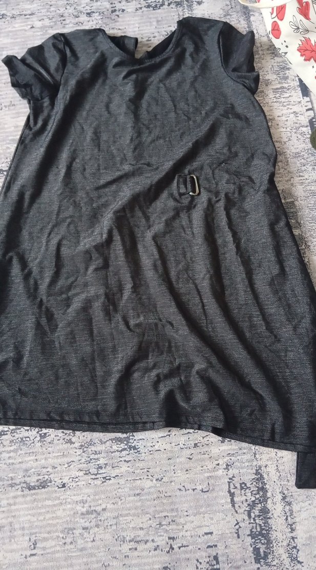 Gri Kemerli Hamile Tunik, Midi Boy, Kısa Kollu - Görsel 3