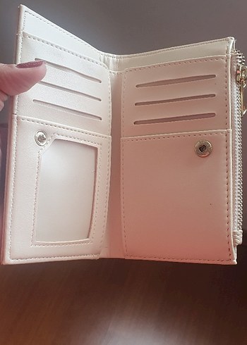 Bej Deri Yılan Desenli Fermuarlı Kadın Cüzdanı - Görsel 3