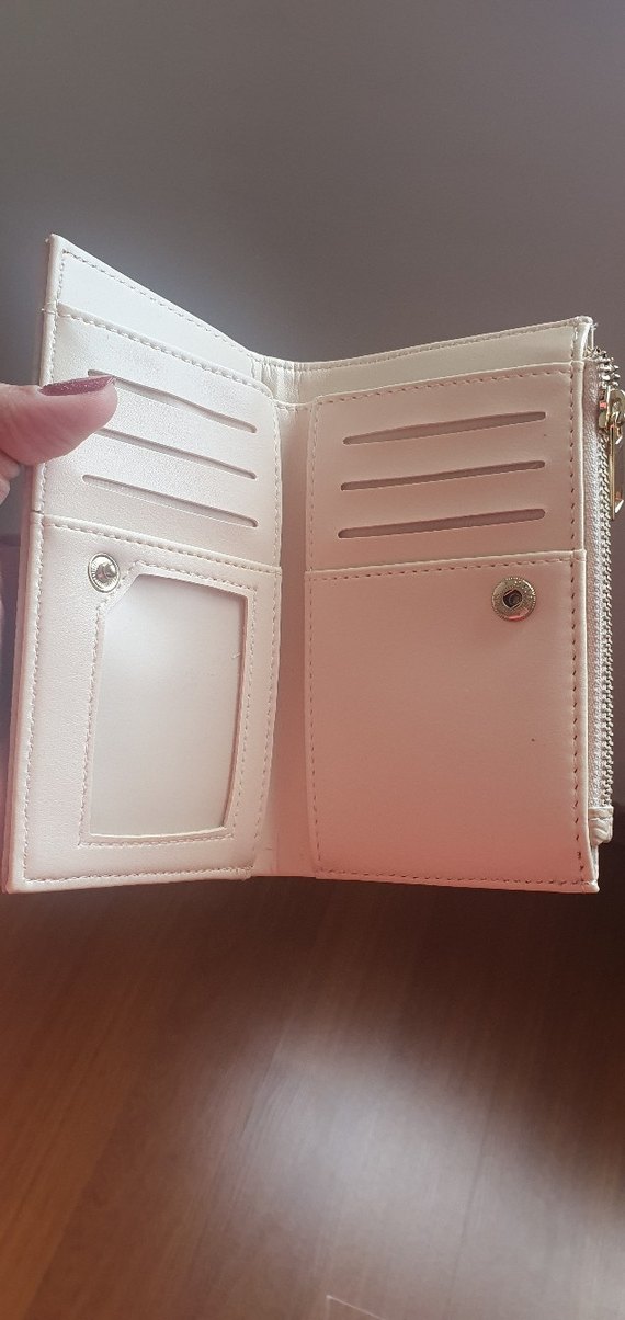 Bej Deri Yılan Desenli Fermuarlı Kadın Cüzdanı - Görsel 3