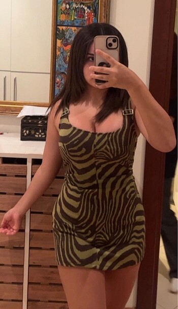 Mini zebra desenli elbise