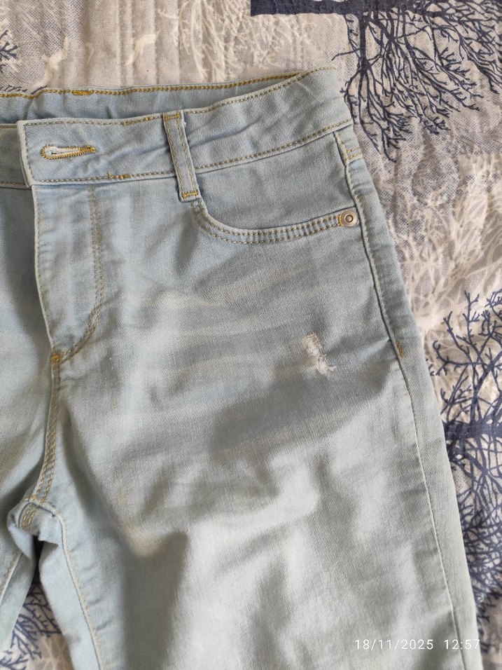 Gri çocuk Kot Şort Loose Fit - Görsel 2