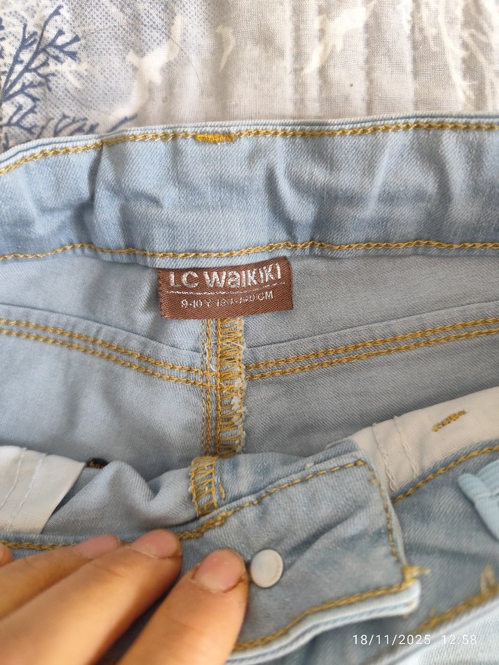 Gri çocuk Kot Şort Loose Fit - Görsel 3