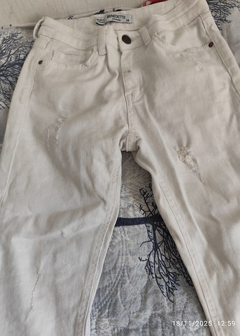 Beyaz Midi Boy çocuk Denim Pantolon - Görsel 3