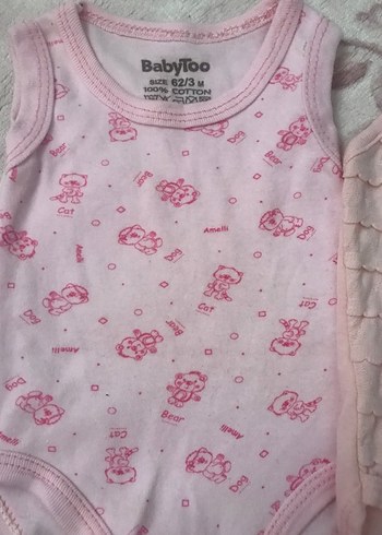 Diğer Kız Bebek Pembe Kolsuz Fırfırlı Body