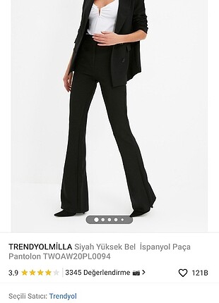 Trendyol 38 beden siyah ispanyolpaça pantolon 