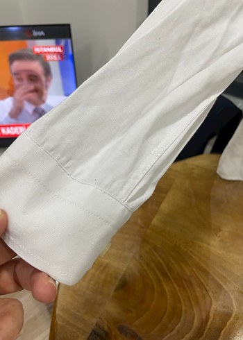 Erkek Beyaz Keten uzun  Kollu Gömlek - Görsel 3