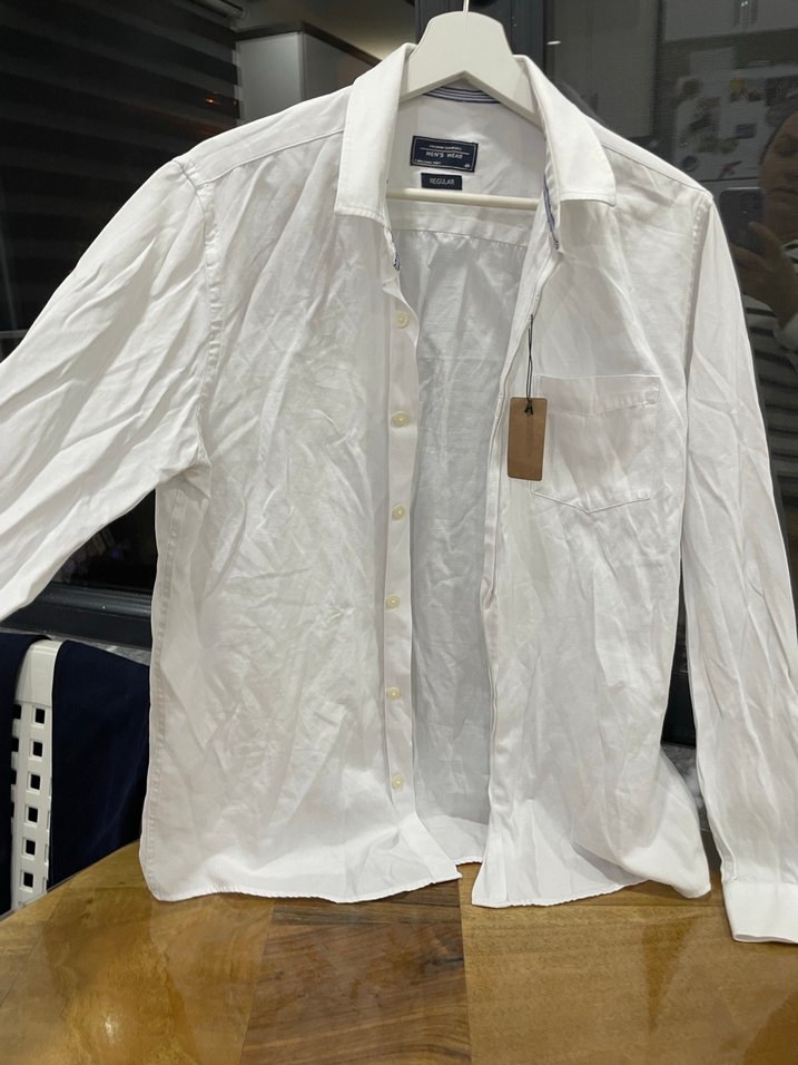 Erkek Beyaz Keten uzun  Kollu Gömlek - Görsel 4