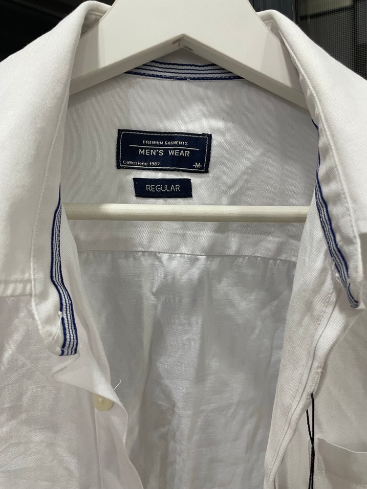 Erkek Beyaz Keten uzun  Kollu Gömlek - Görsel 2