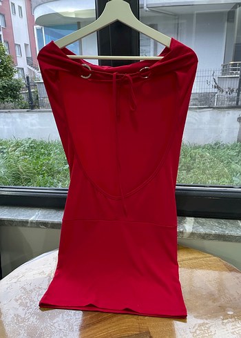 Kırmızı Drapeli Straplez Tunik - Görsel 3