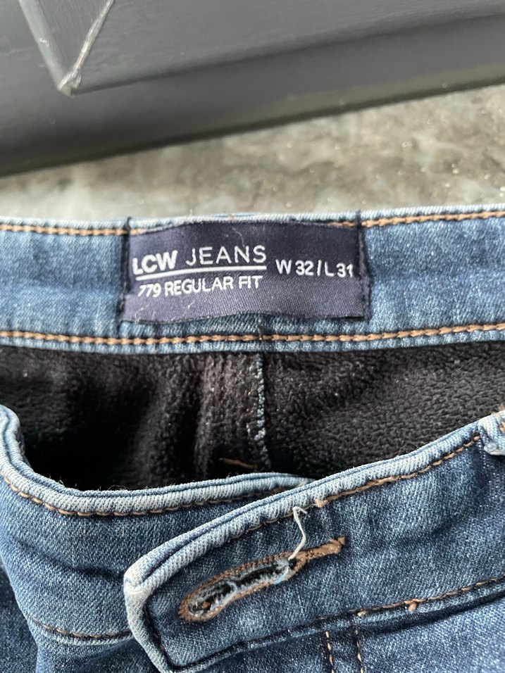 Mavi Düğmeli erkek polarlı  Kot Pantolon - Görsel 2