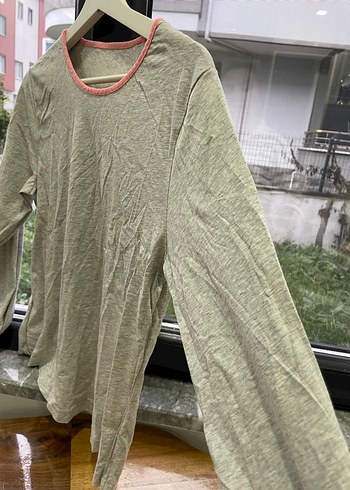 Bej Hamile Keten Tişörtü Uzun Kollu - Görsel 2