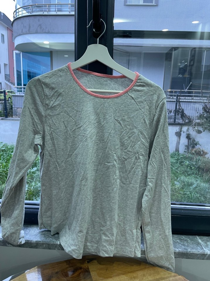 Bej Hamile Keten Tişörtü Uzun Kollu - Görsel 4