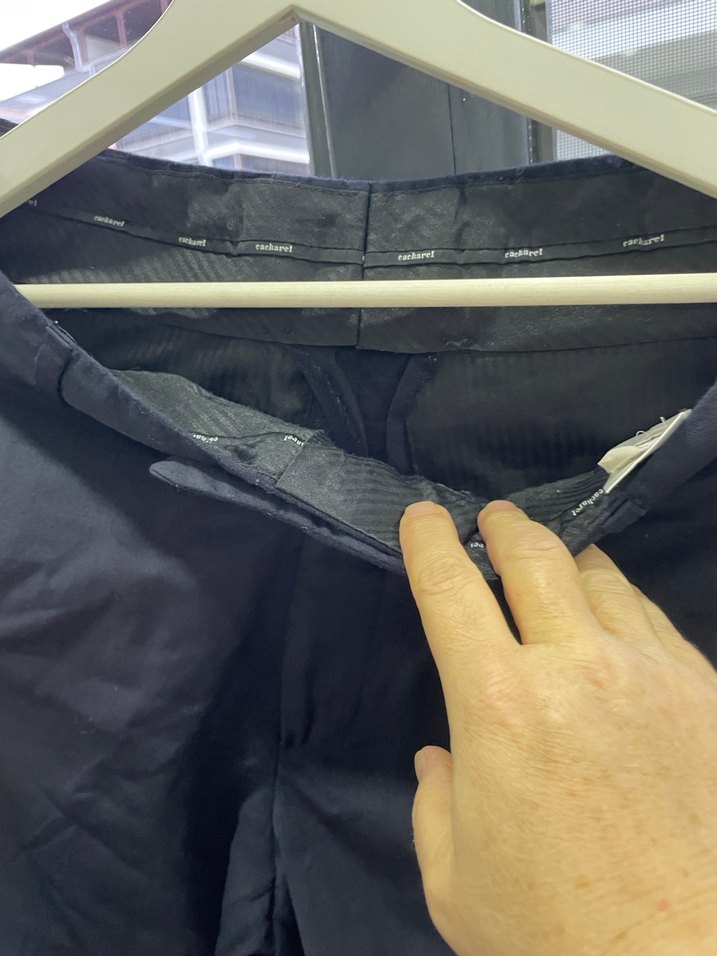 Düğmeli Lacivert Keten Erkek Pantolon - Görsel 3