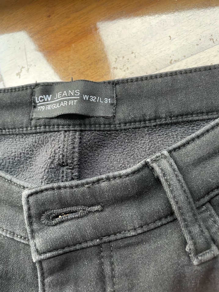 Siyah polar lı Regular Fit Kot Pantolon - Görsel 5