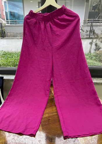 Pembe Fırfırlı Keten pantolon - Görsel 4