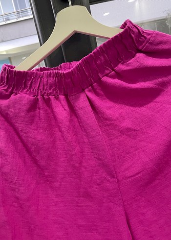 Pembe Fırfırlı Keten pantolon - Görsel 3