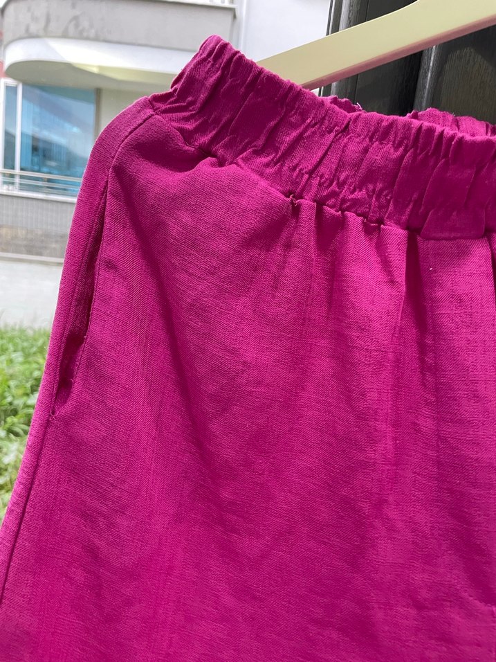 Pembe Fırfırlı Keten pantolon - Görsel 2