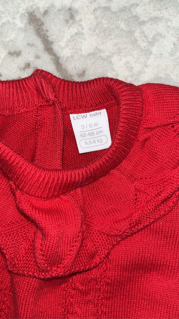 Kız Bebek Kırmızı Örgü Tulum - Görsel 2