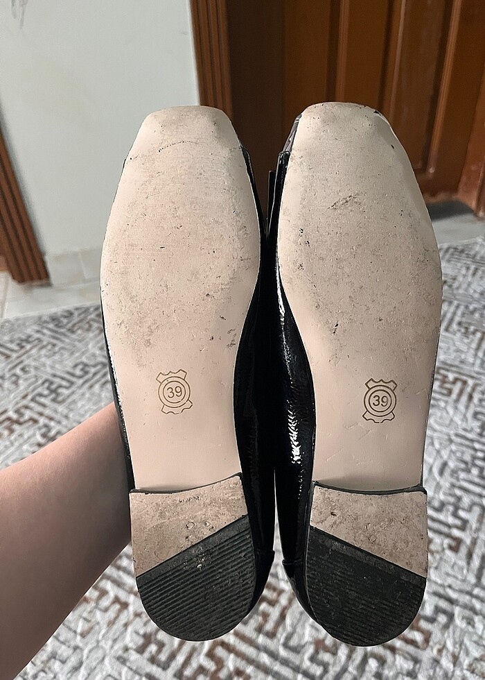 Kadın siyah taşlı babet ayakkabı - Görsel 4