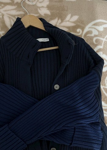 Düğmeli Lacivert Triko Hırka - Görsel 2