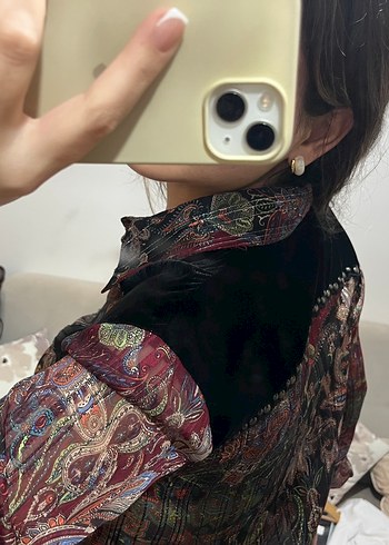 Zara marka Bohem Çok Renkli Uzun Kollu Gömlek - Görsel 3